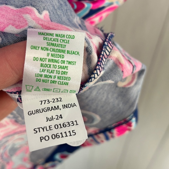 Lilly Pulitzer size XL Emery shift dress pink blue paisley floral cotton 3/4 sl - Picture 14 of 14